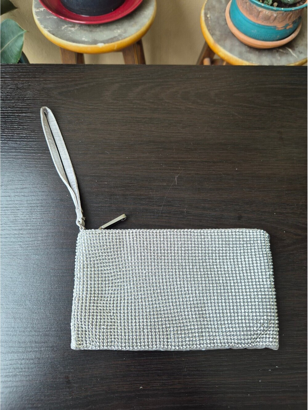 Charming Charlie RSVP Silver Rhinestone Evening Clutch Wristlet